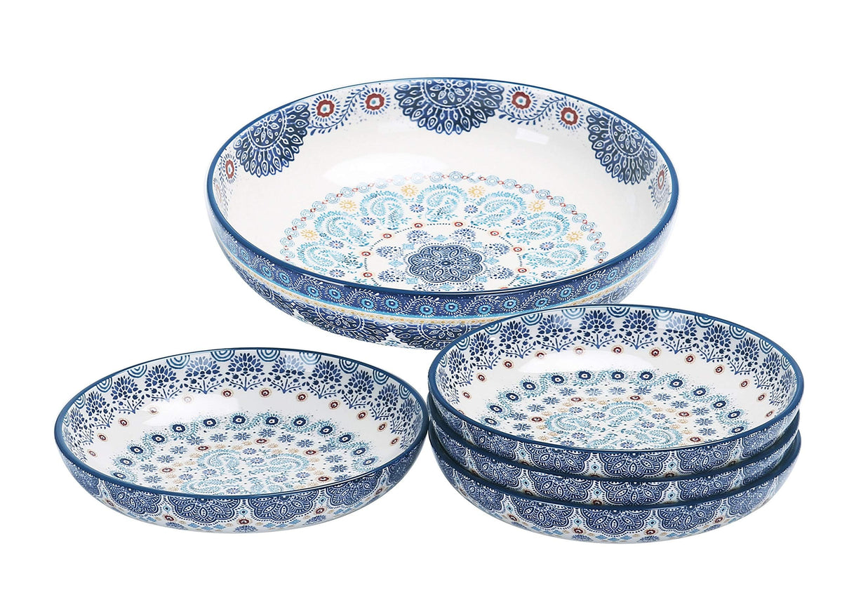 Bico Talavera plato pasta azul, ideal para porciones generosas de pasta en la mesa.