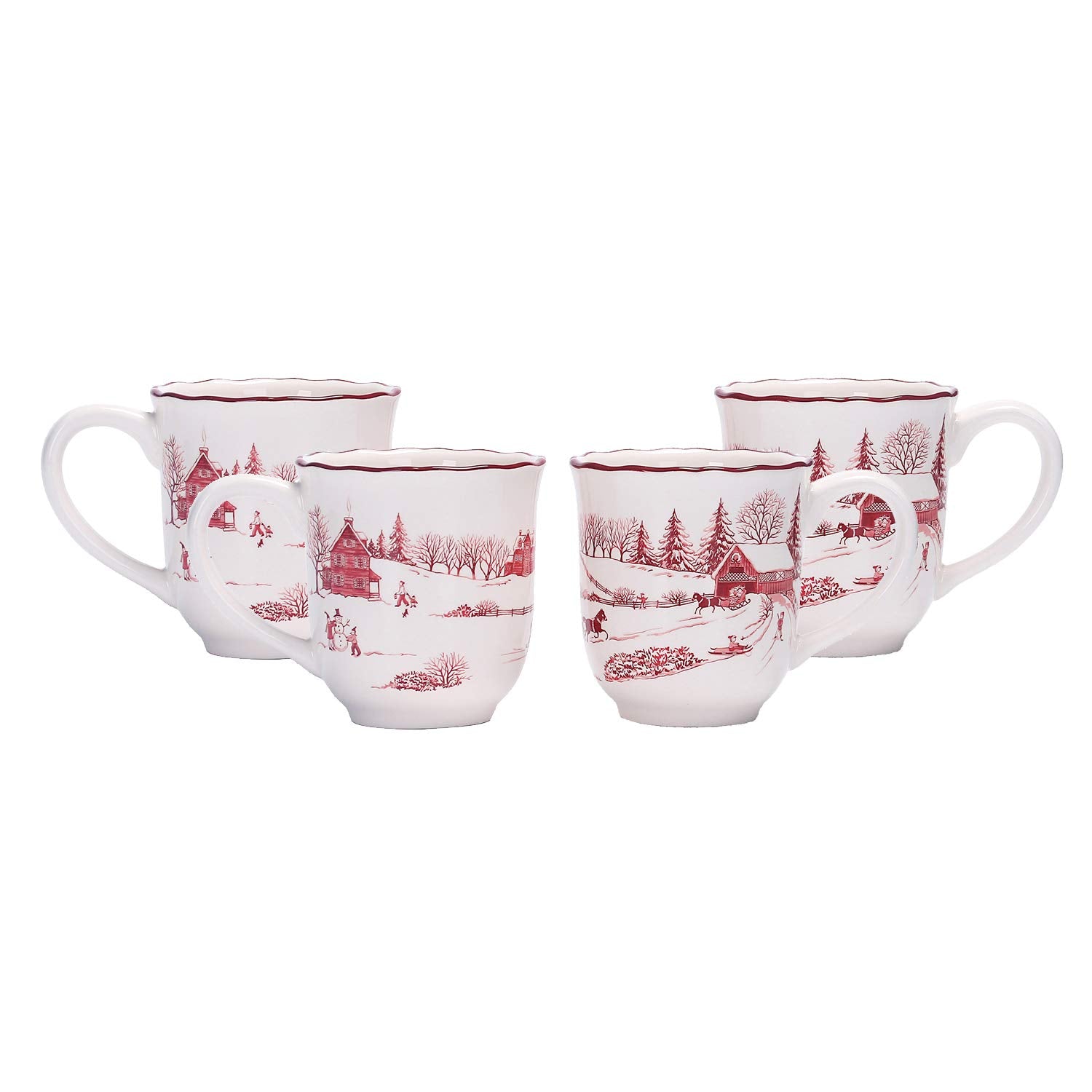 Taza Bico Toile de Jouy con escena invernal, ideal para café diario