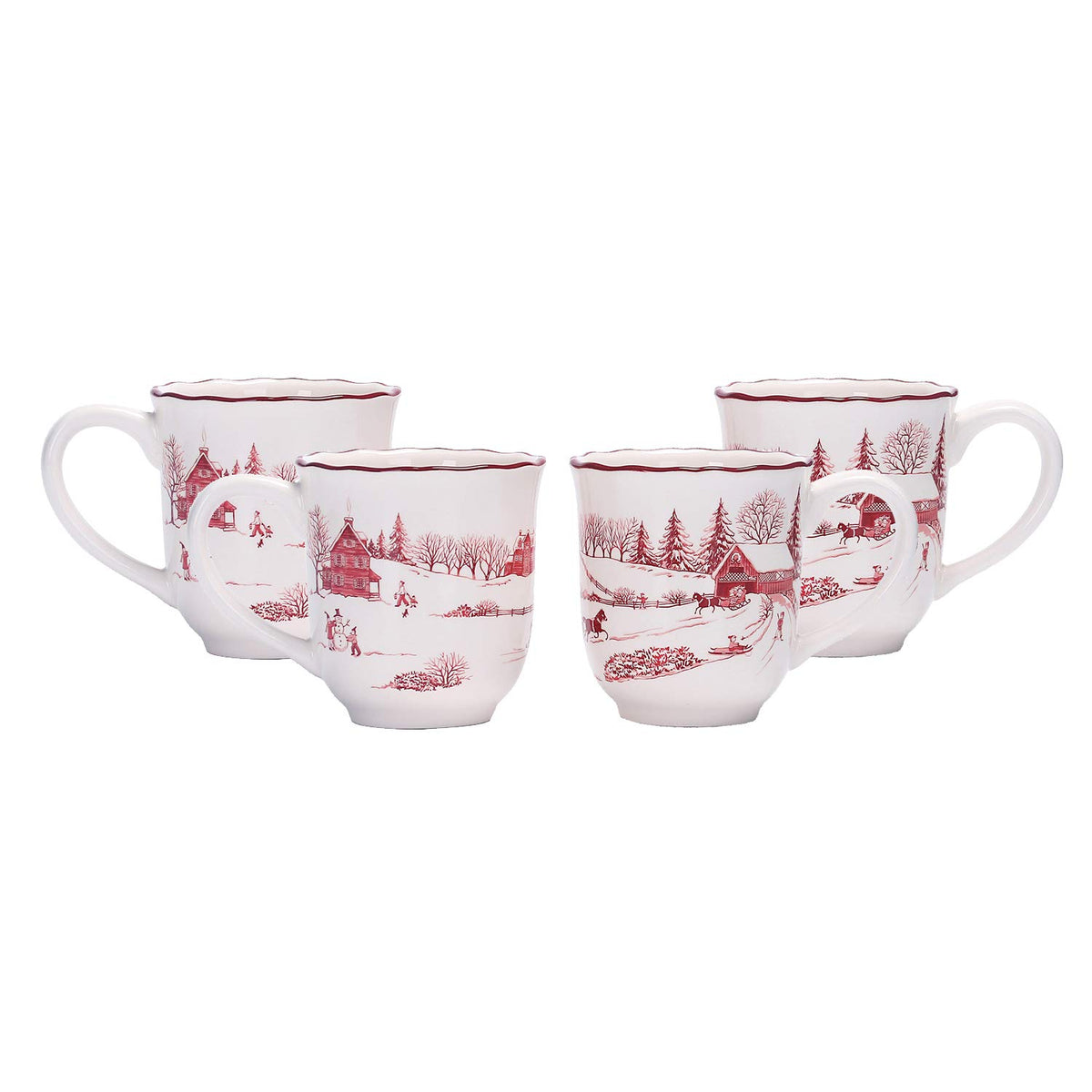 Taza Bico Toile de Jouy con escena invernal, ideal para café diario