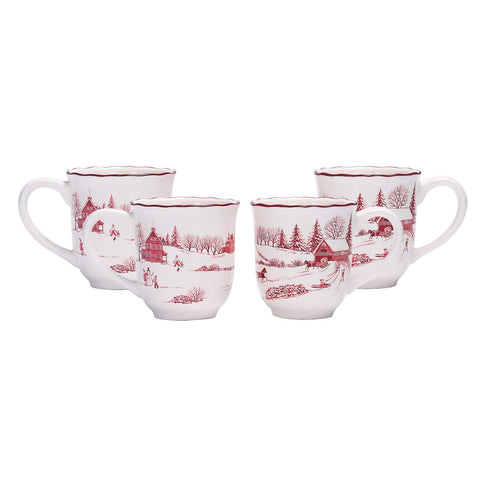 Taza Bico Toile de Jouy con escena invernal, ideal para café diario