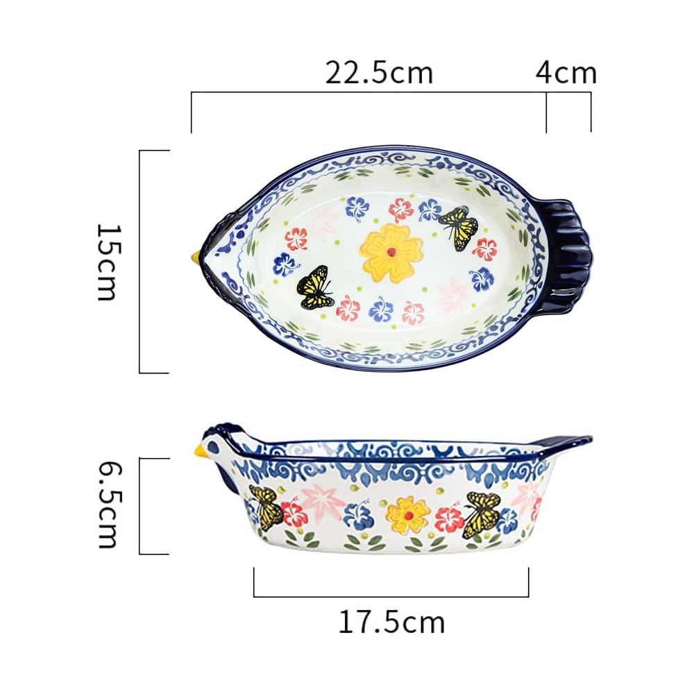 Bicuzat cazuela cerámica con diseño mariposas, perfecta para guisos y presentaciones elegantes.