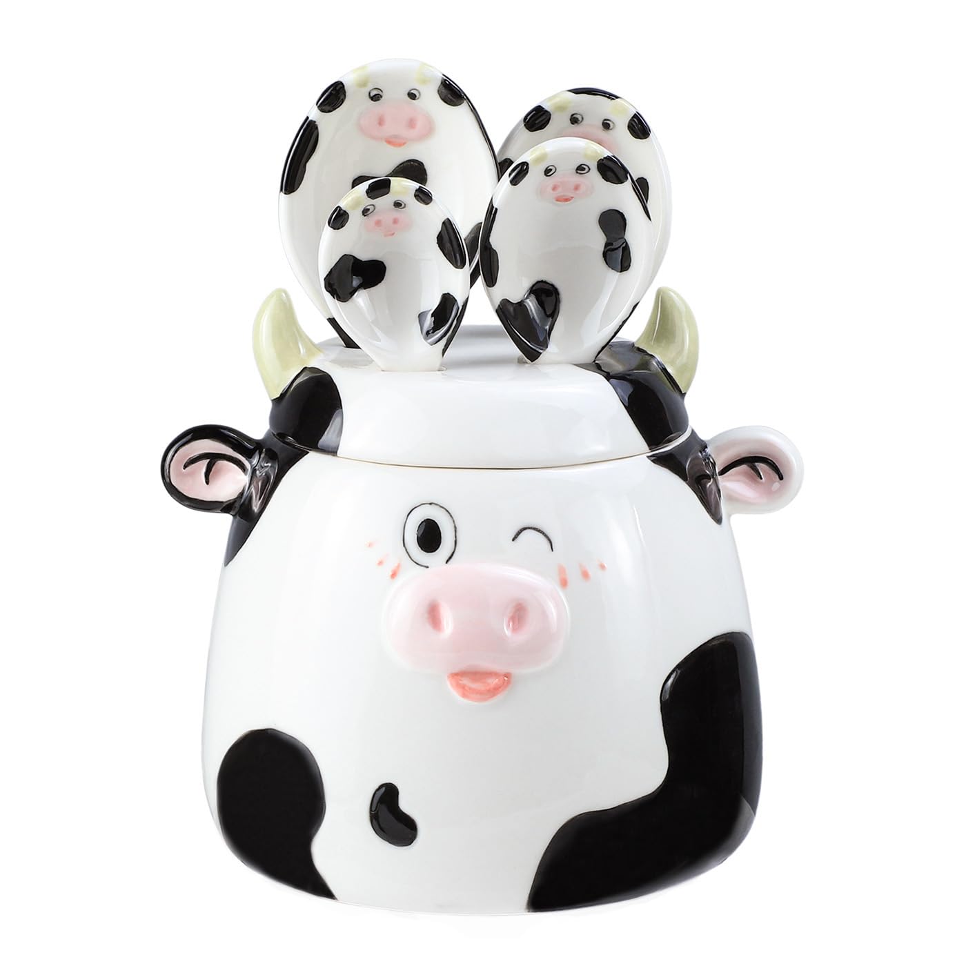 Cucharas medidoras Bicuzat con patrón vaca para medir secos o líquidos con precisión.