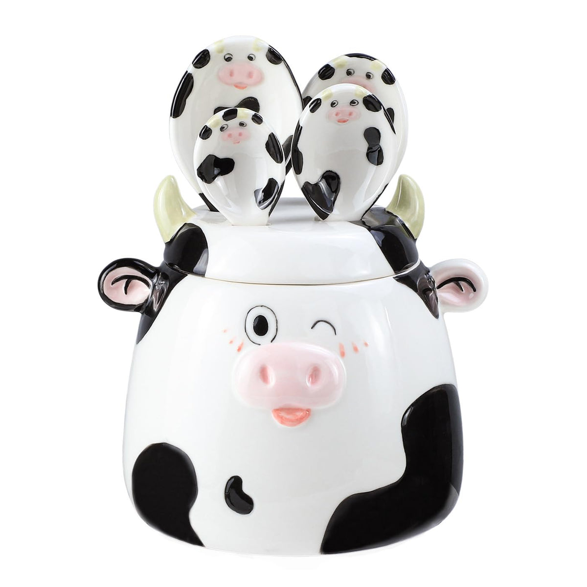 Cucharas medidoras Bicuzat con patrón vaca para medir secos o líquidos con precisión.