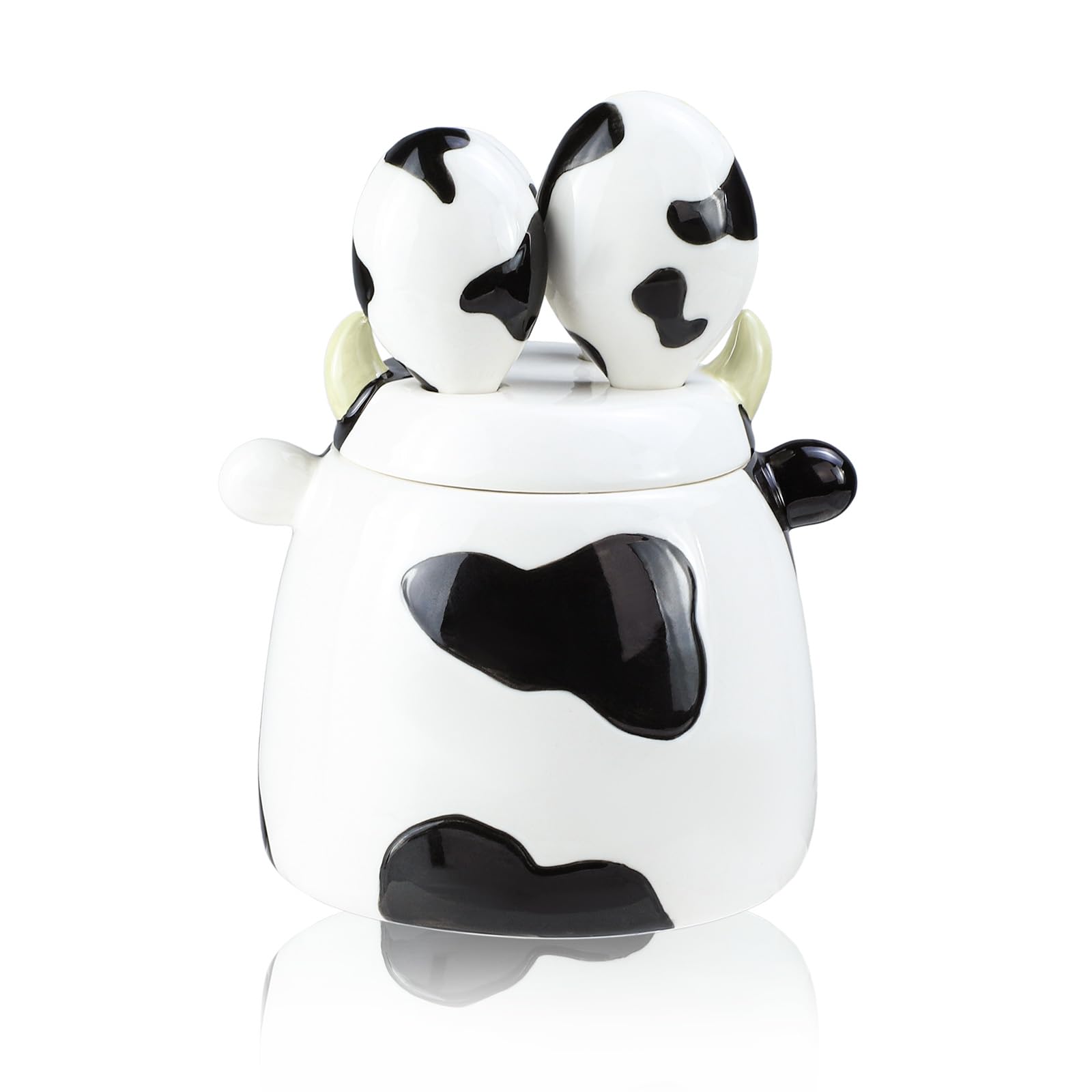 Conjunto Bicuzat de medidas con taza cerámica y diseño vaca decorativo para repostería.