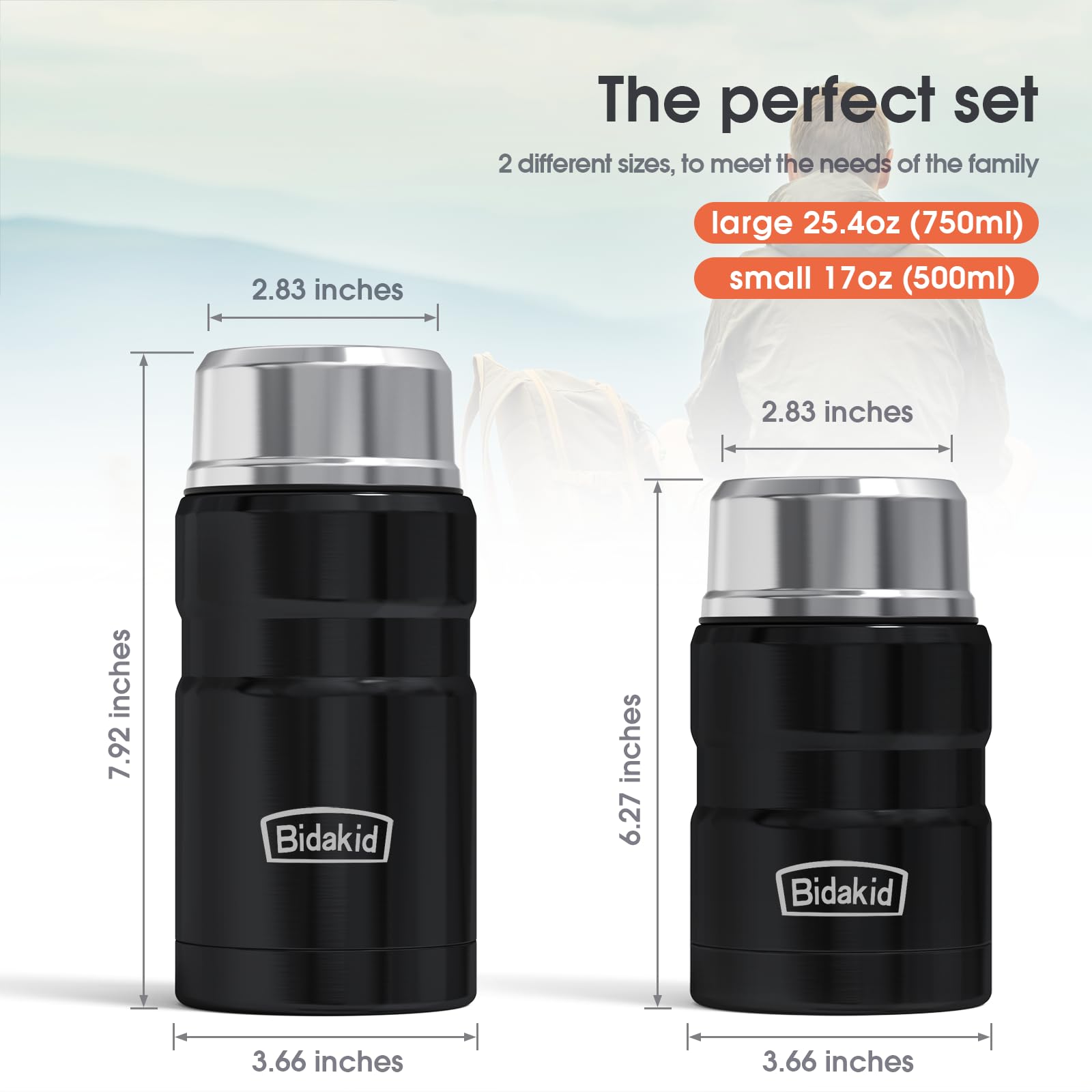 Bidakid jarra 500ml, porciones compactas, mantiene calor o frío