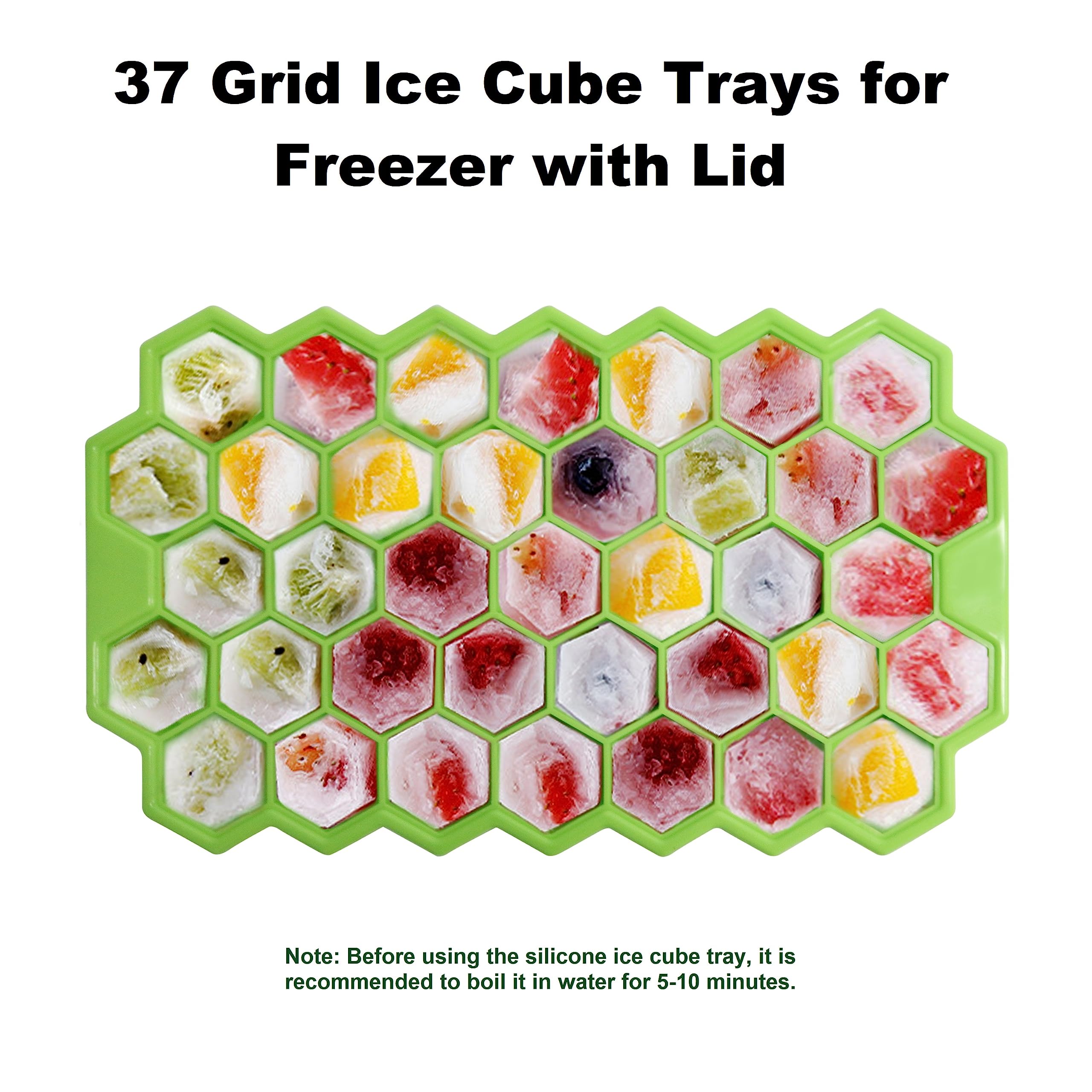 BIDFUL bandeja de hielo 37 celdas con tapa, desmolde fácil de cubos.