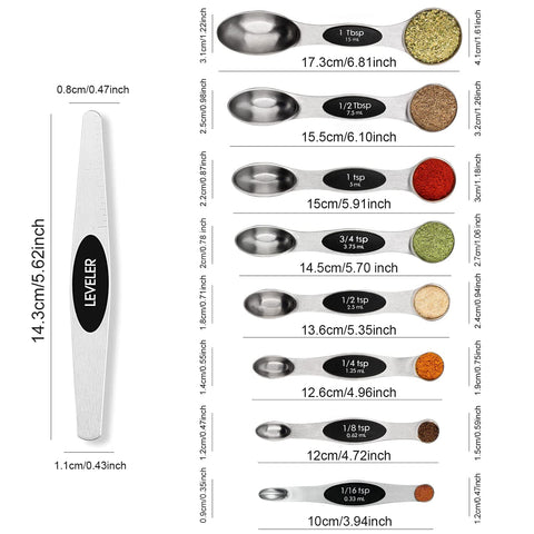 Conjunto BIDFUL con cabezas ovaladas dobles para medir ingredientes secas o liquidos