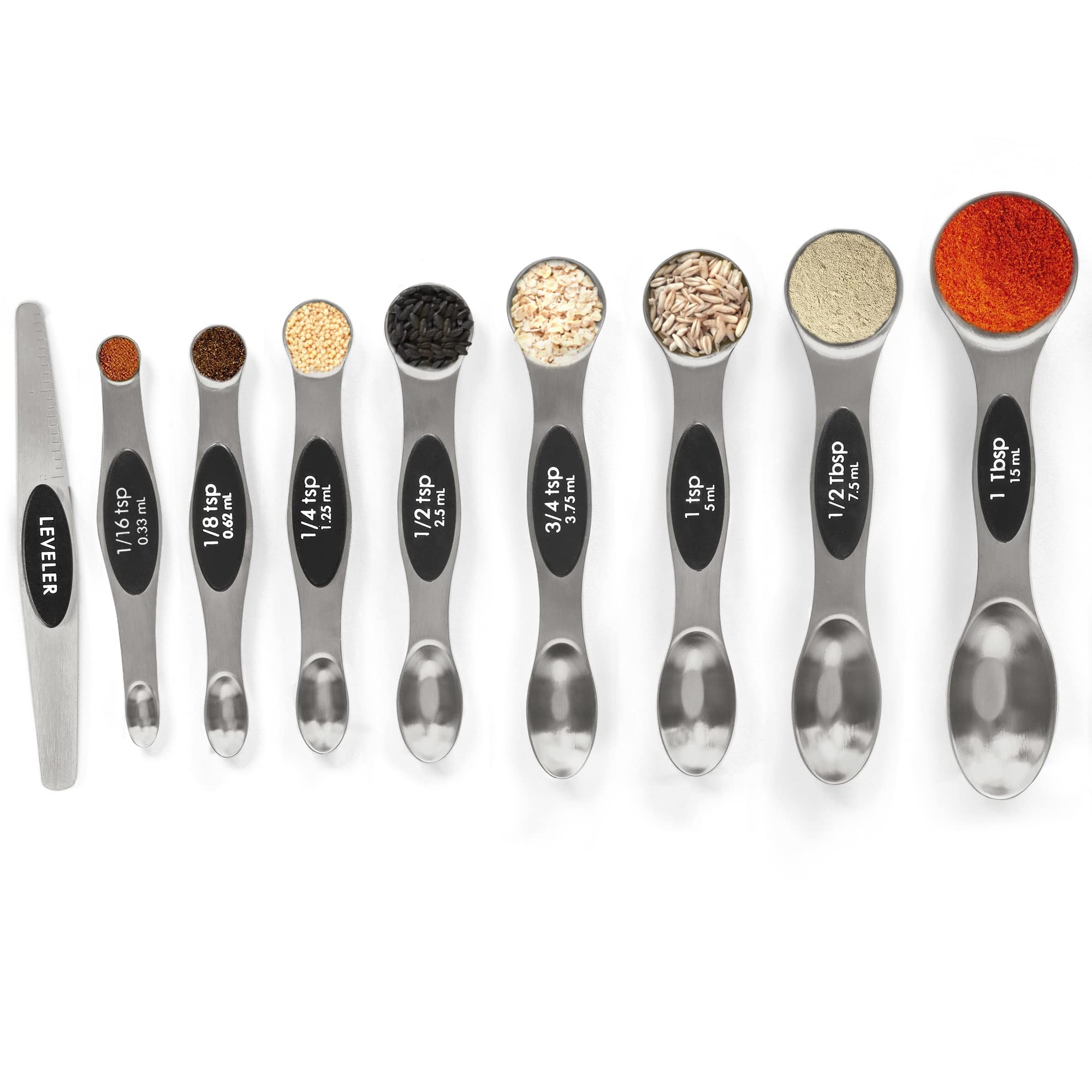 Cucharas de medicion imantadas BIDFUL de 9 piezas apilables para cocina ordenada