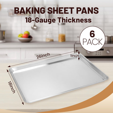 BIEAMA bandeja de aluminio 18x26, bordes curvos para manejo cómodo
