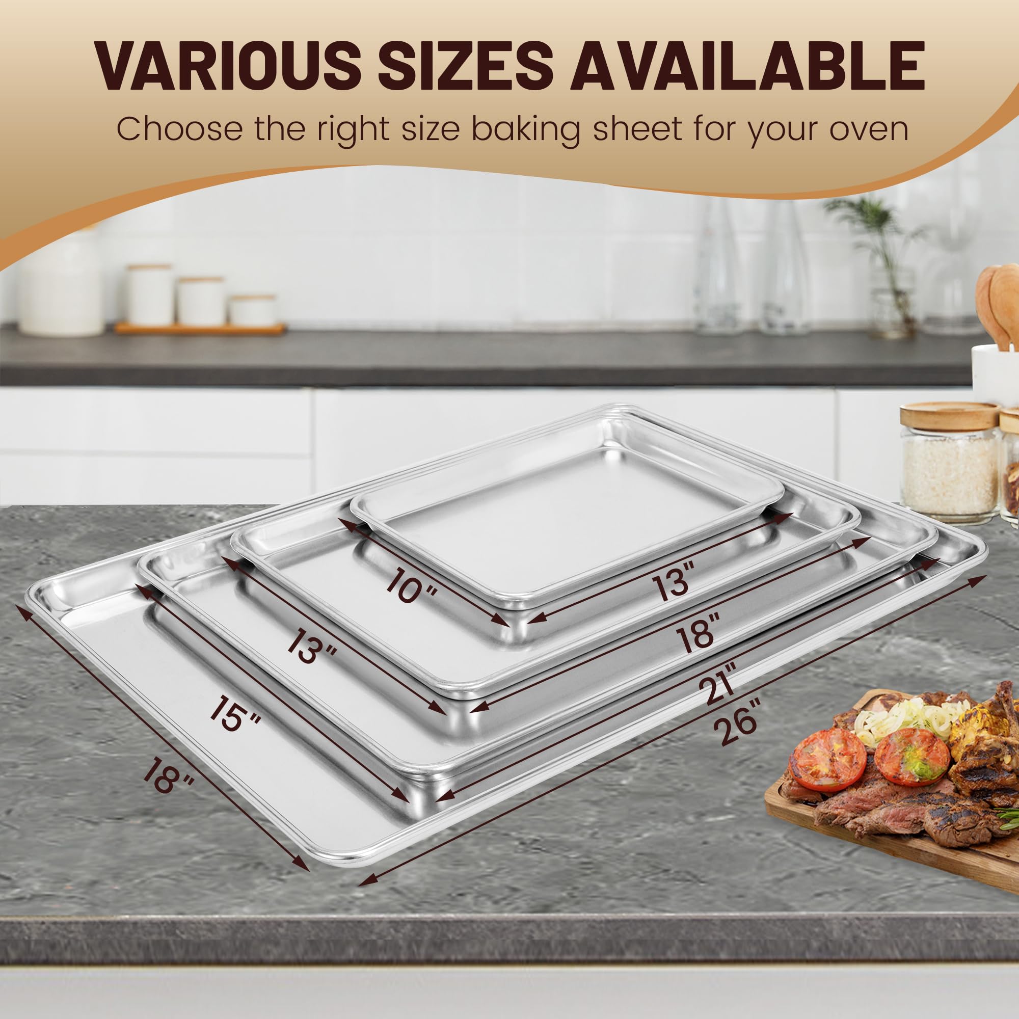 BIEAMA bandeja aluminio 18x26, uso profesional en cocinas exigentes