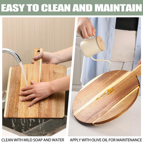 BIEOFFEI: detalle de vetas de madera de acacia en la tabla.