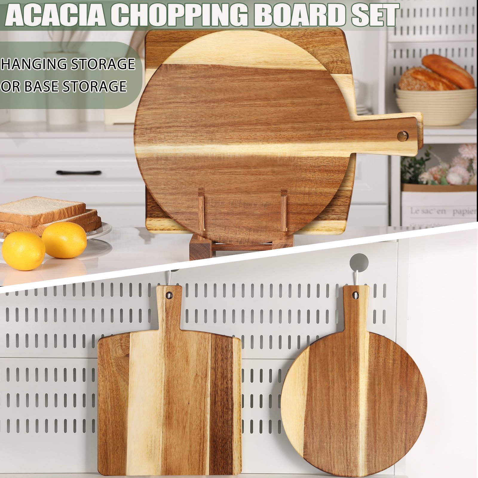 BIEOFFEI: tabla de acacia para pan y quesos, perfecta para mesa.