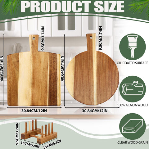 BIEOFFEI: tabla de acacia rectangular con soporte para cortar y presentar.