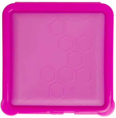 Big Bee, Little Bee contenedor de silicona rosa con tapa conectada para almuerzos ordenados