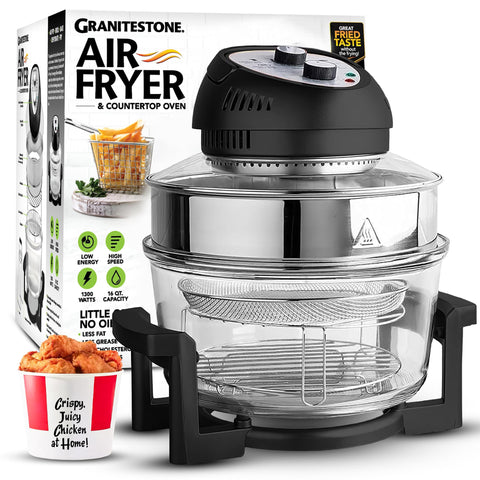 Big Boss 16Qt, vista frontal del horno de aire para porciones grandes.