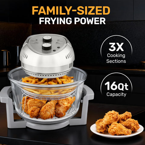 Big Boss 16Qt papas fritas crujientes con poco aceite para sabor similar.