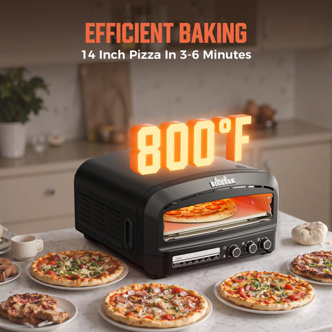 BIG HORN OUTDOORS pizza oven contador compacto ideal para cocinas pequeñas.