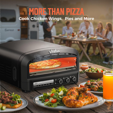BIG HORN OUTDOORS pizza oven versatilidad para varios estilos de pizza.