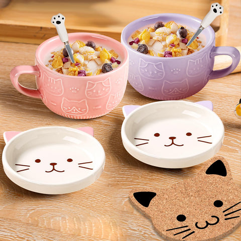 BigNoseDeer Taza kawaii de cerámica resistente para uso diario.