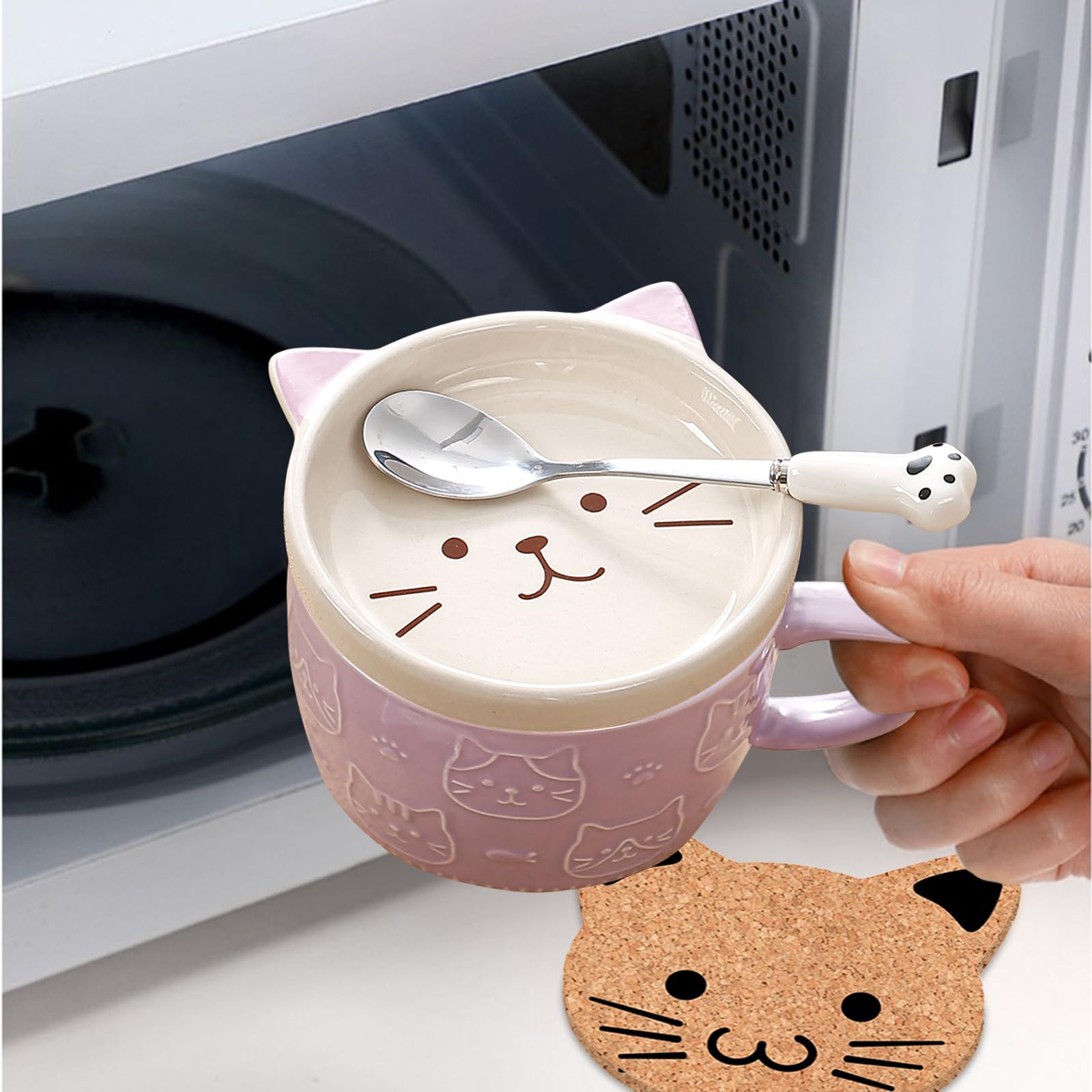 BigNoseDeer Taza rosa para té y café, estilo preppy.