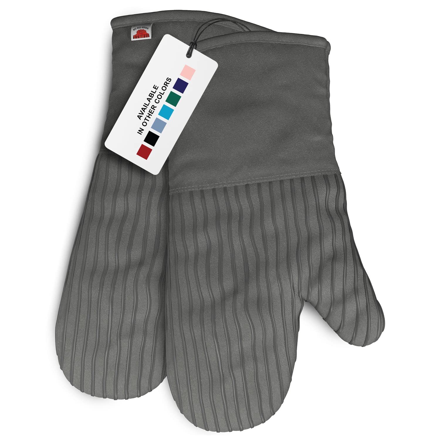 Guantes de horno Big Red House gris, juego de 2, agarre seguro.