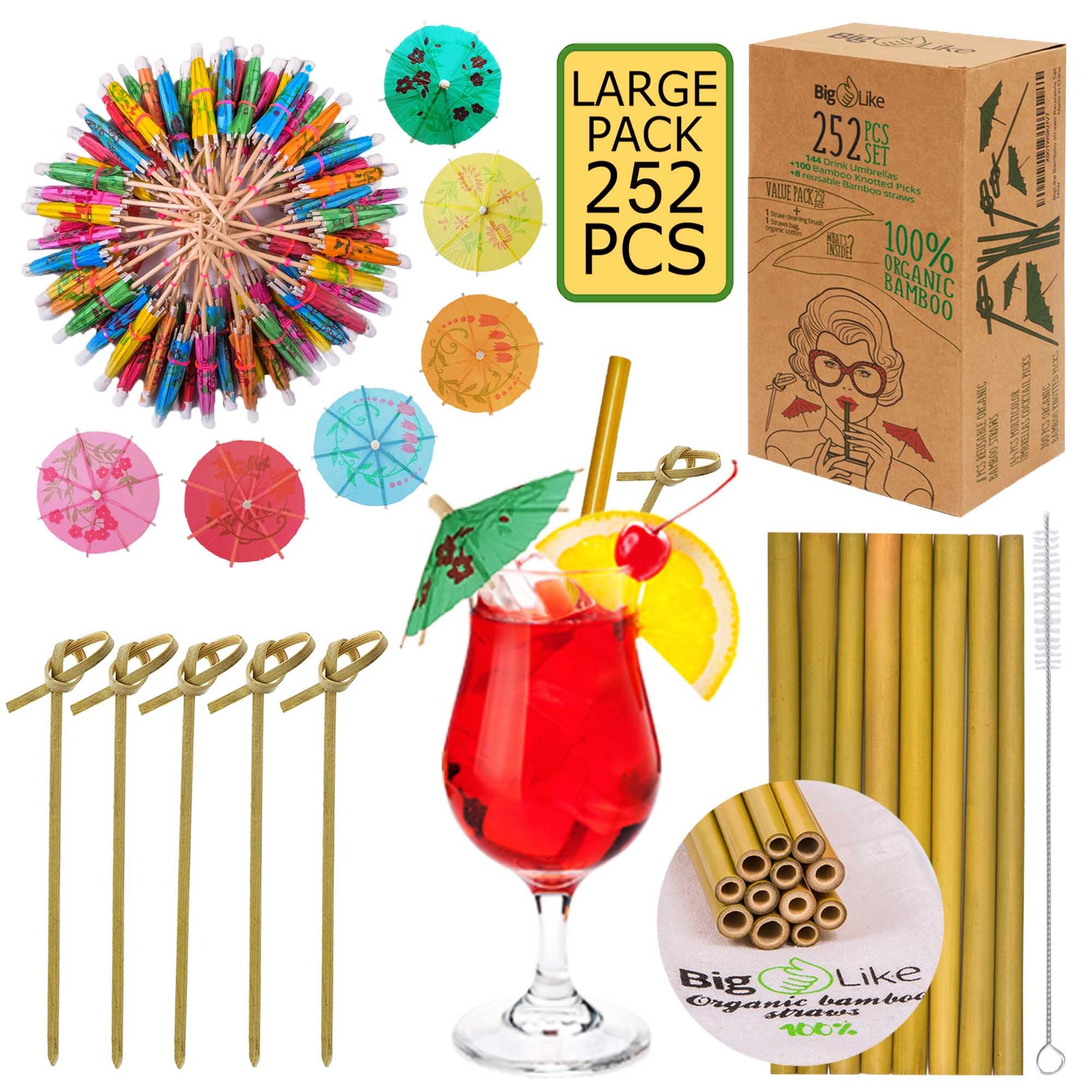 BIGLIKE sombrillas de cóctel tropical para realzar bebidas con estilo y color