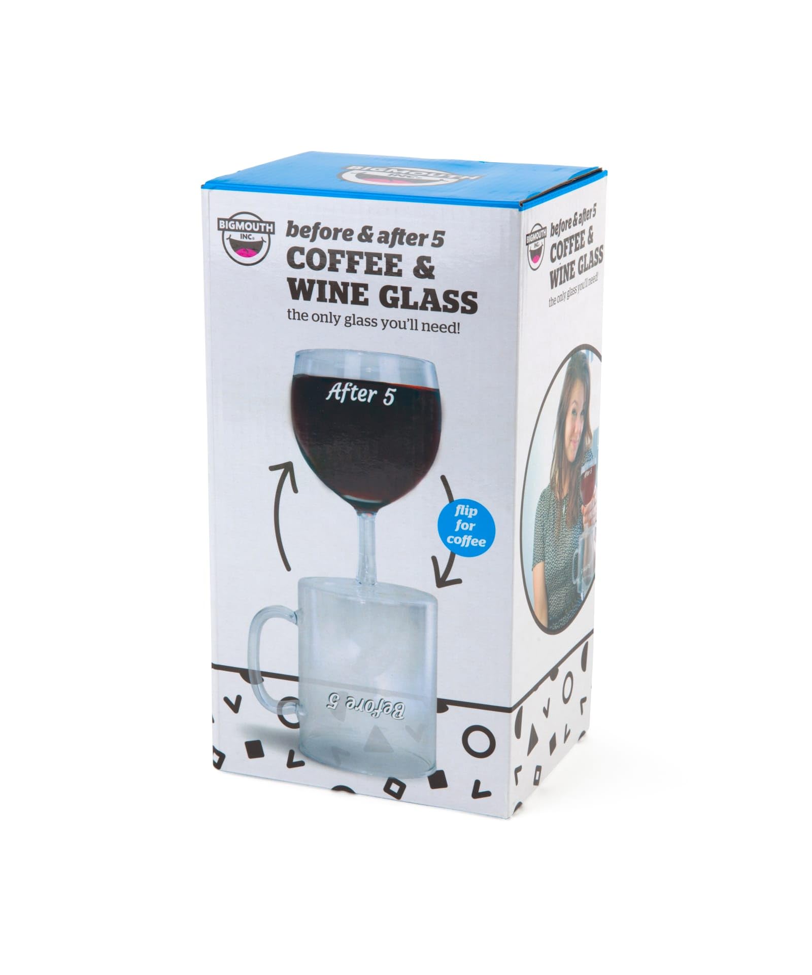 BigMouth Before & After 5: vaso 2-en-1 para café y vino, perfecto para brindis matutinos