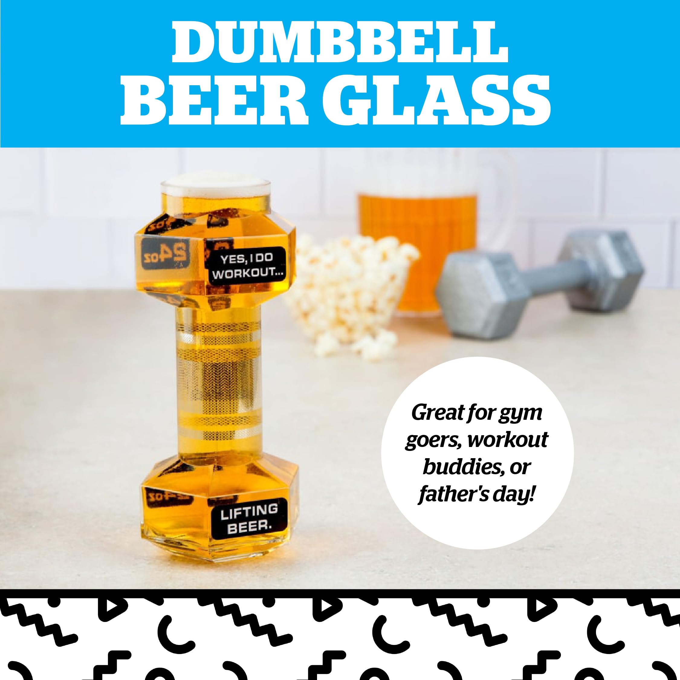 Detalle cristal forma mancuerna de BigMouth Inc, acabado realista para mayor autenticidad.