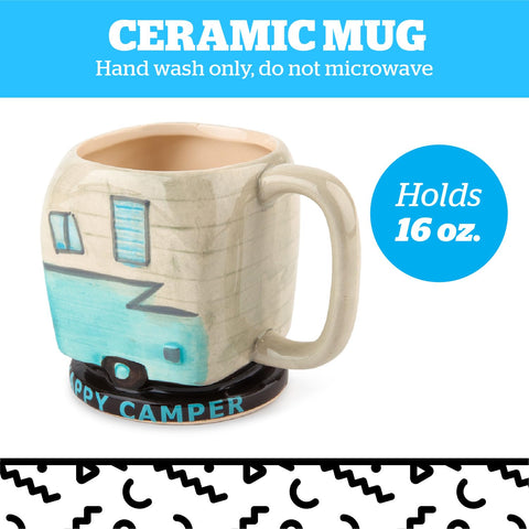 BigMouth Inc Happy Camper, taza cerámica 12oz, ideal para bebidas calientes.