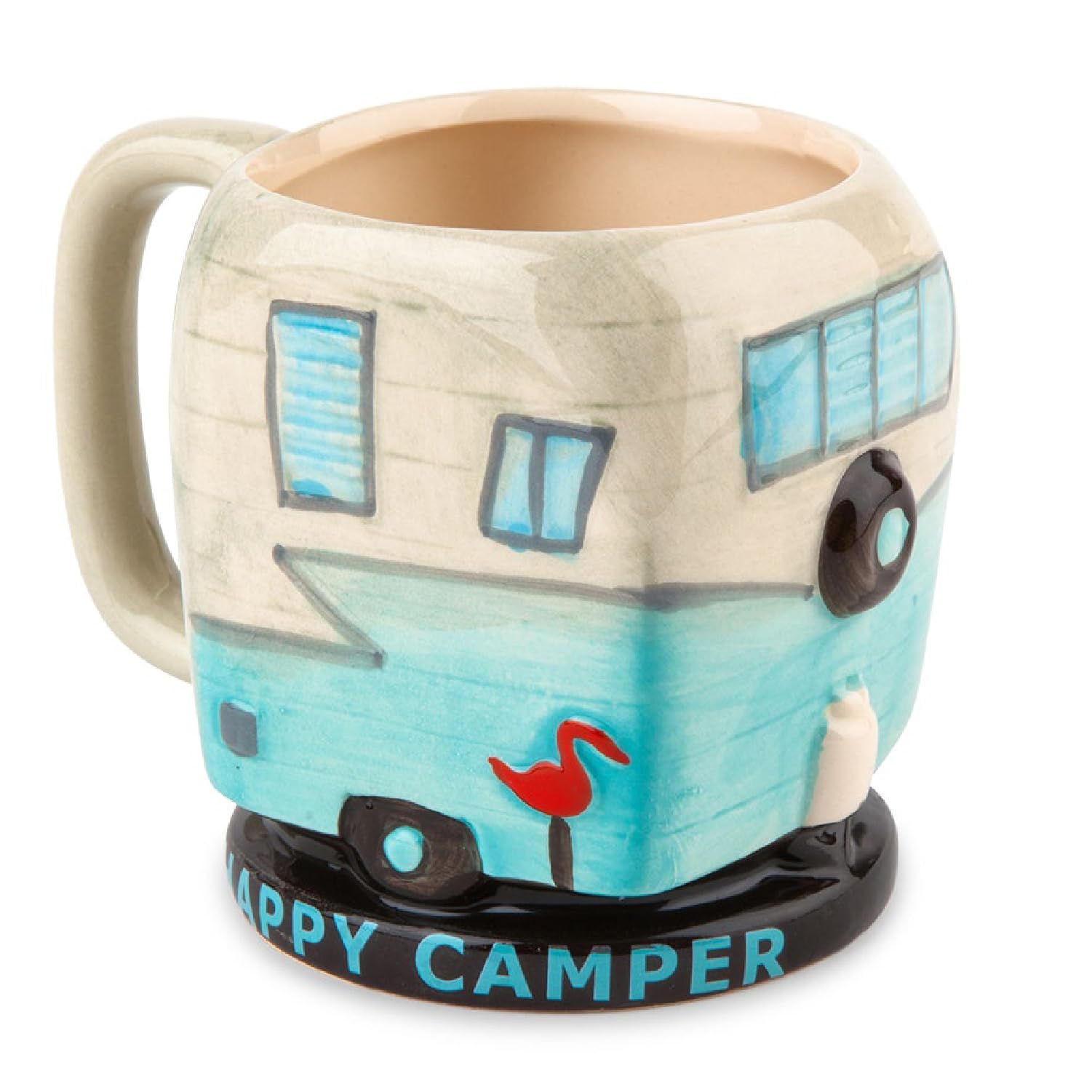 BigMouth Inc Happy Camper, vista frontal, perfecta para café matutino en camping.