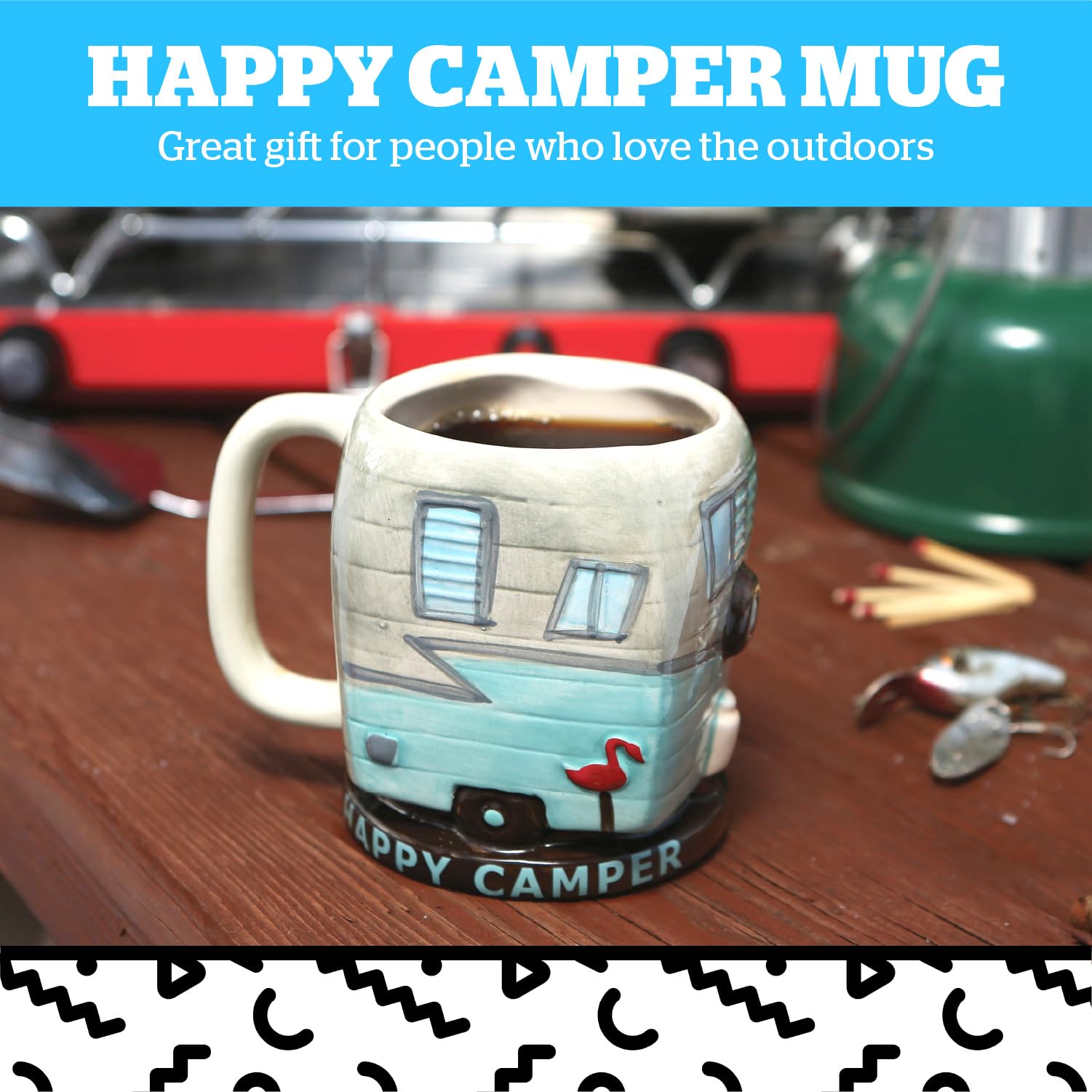 BigMouth Inc Happy Camper, inscripción divertida, regalo original para amantes del aire libre.