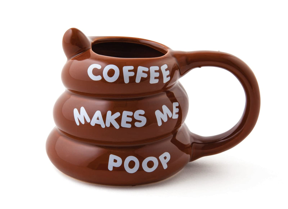 Taza BigMouth Inc con forma divertida de caca, perfecta para risas en la oficina.