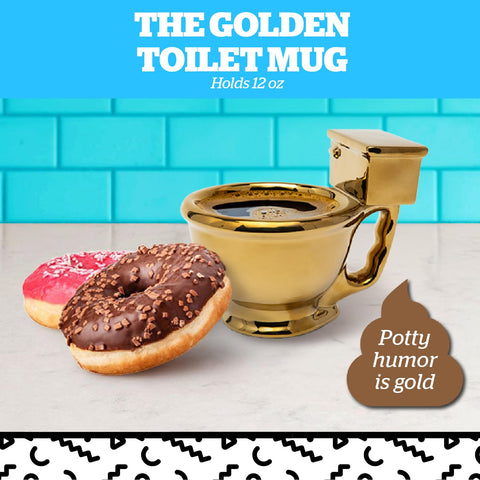 Taza en forma de inodoro dorado de BigMouth Inc para bromas divertidas