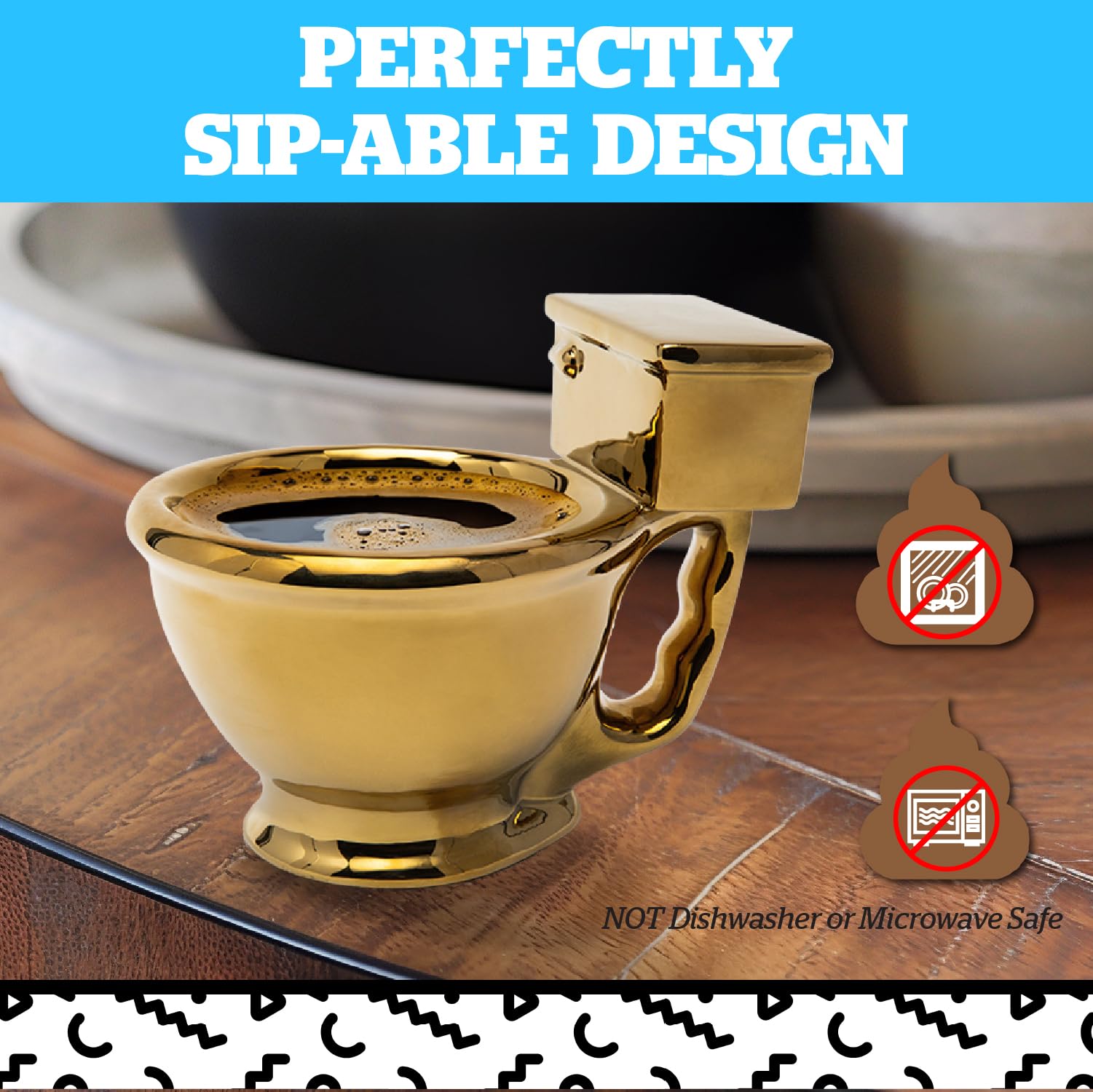 BigMouth Inc crea una taza inodoro dorado perfecta para café matutino