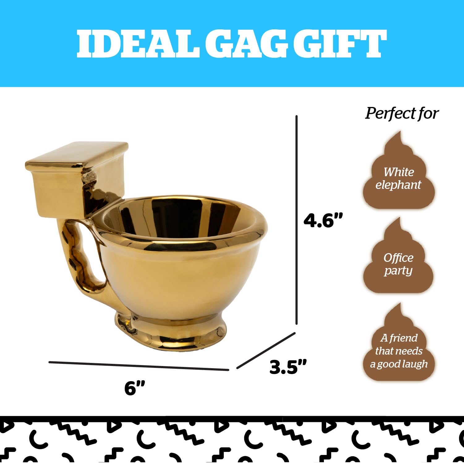 BigMouth Inc taza inodoro dorado, regalo lúdico para amantes del café