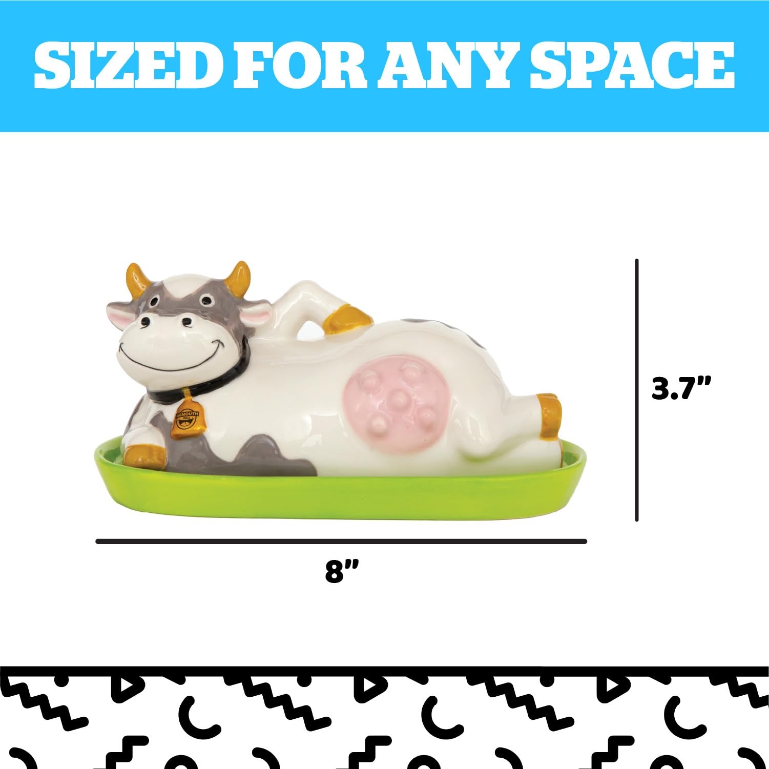 BigMouth Inc Udderly Buttery Butter Dish, tamaño compacto ideal para encimeras
