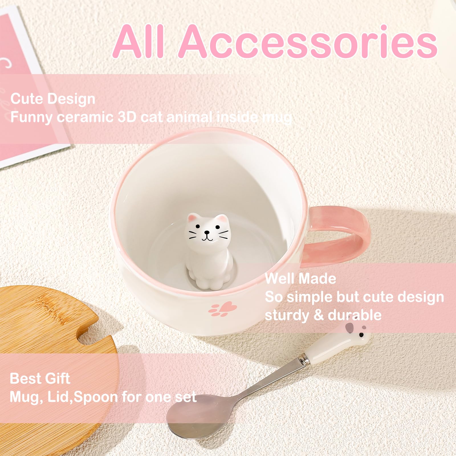 BigNoseDeer Taza con tapa y cuchara para mayor comodidad.