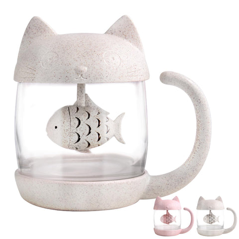 Taza BigNoseDeer para té con infusor pez, filtración precisa de hojas sueltas
