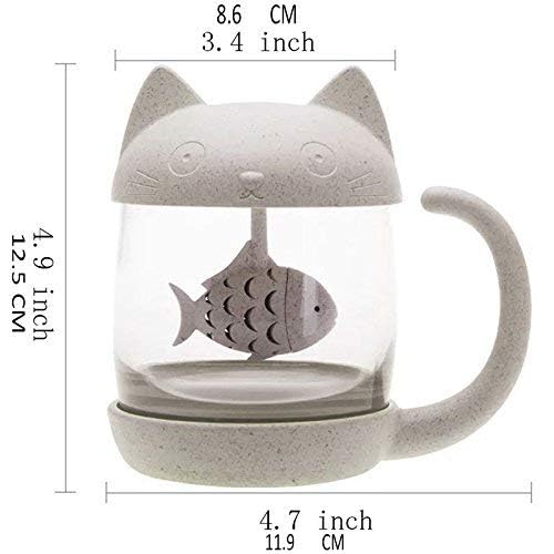 Taza gato kawaii en cristal, experiencia agradable para té diario