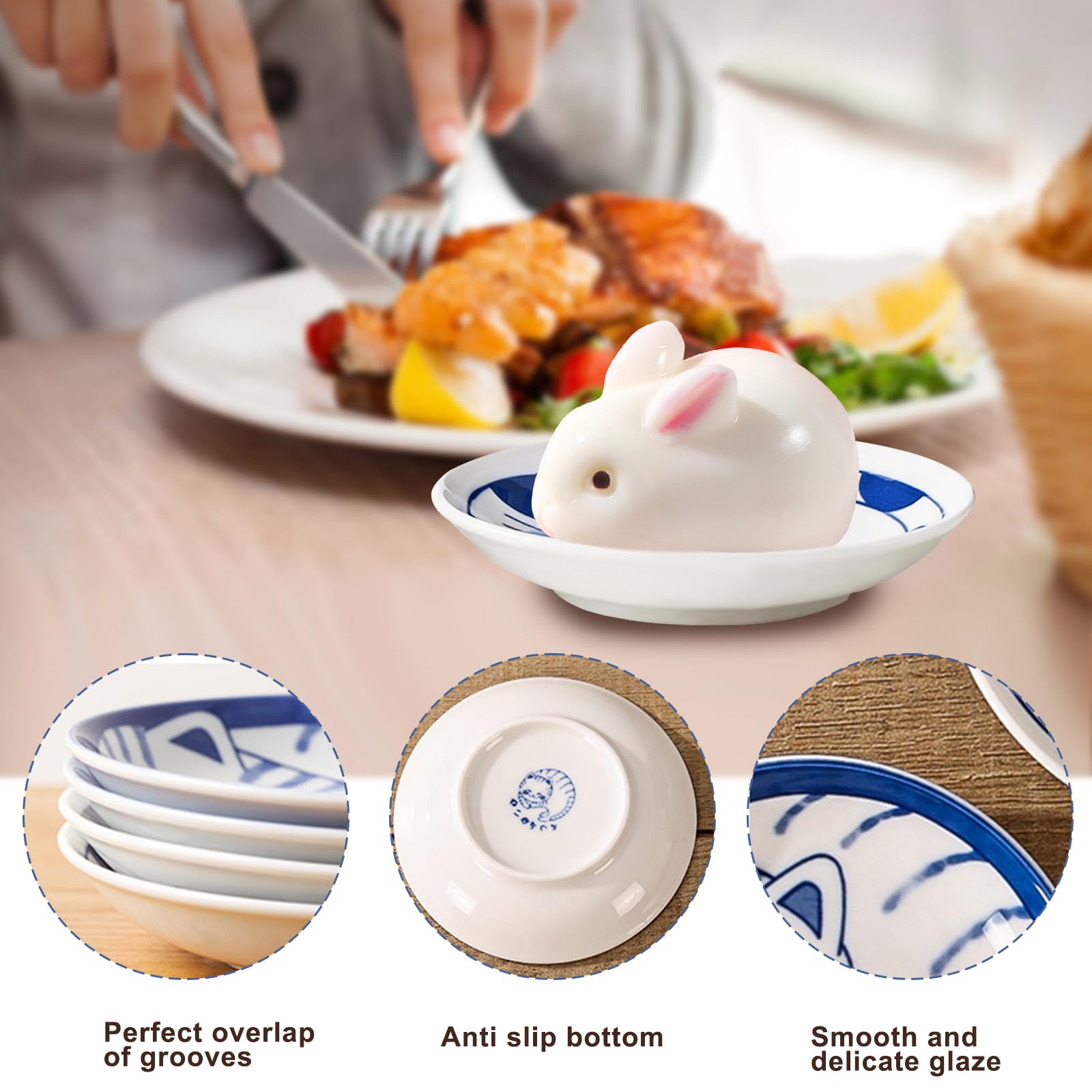 BigNoseDeer platos gatito japoneses lindos para porciones pequeñas.