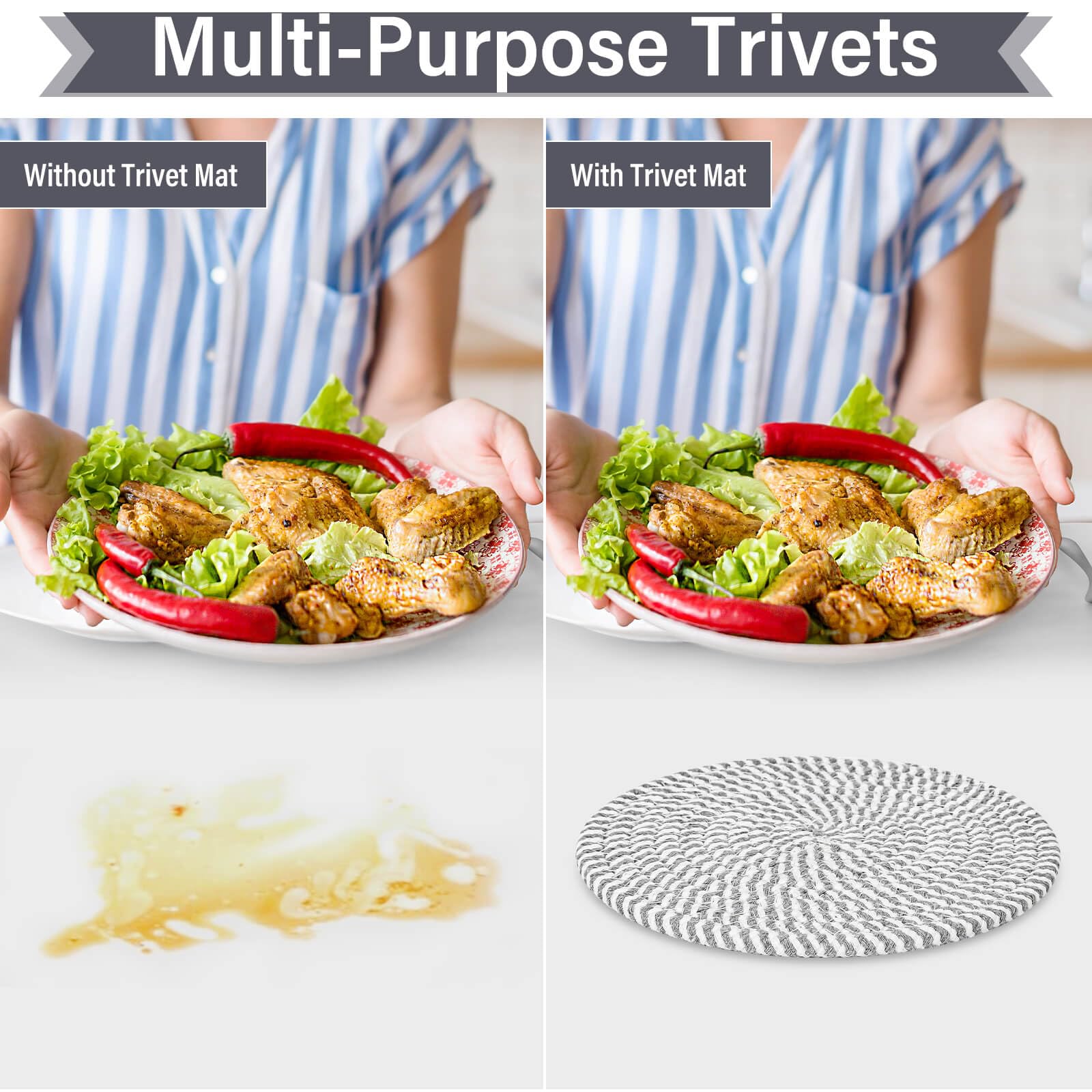 Billbotk juego de 6 posavasos para platos calientes y servicio