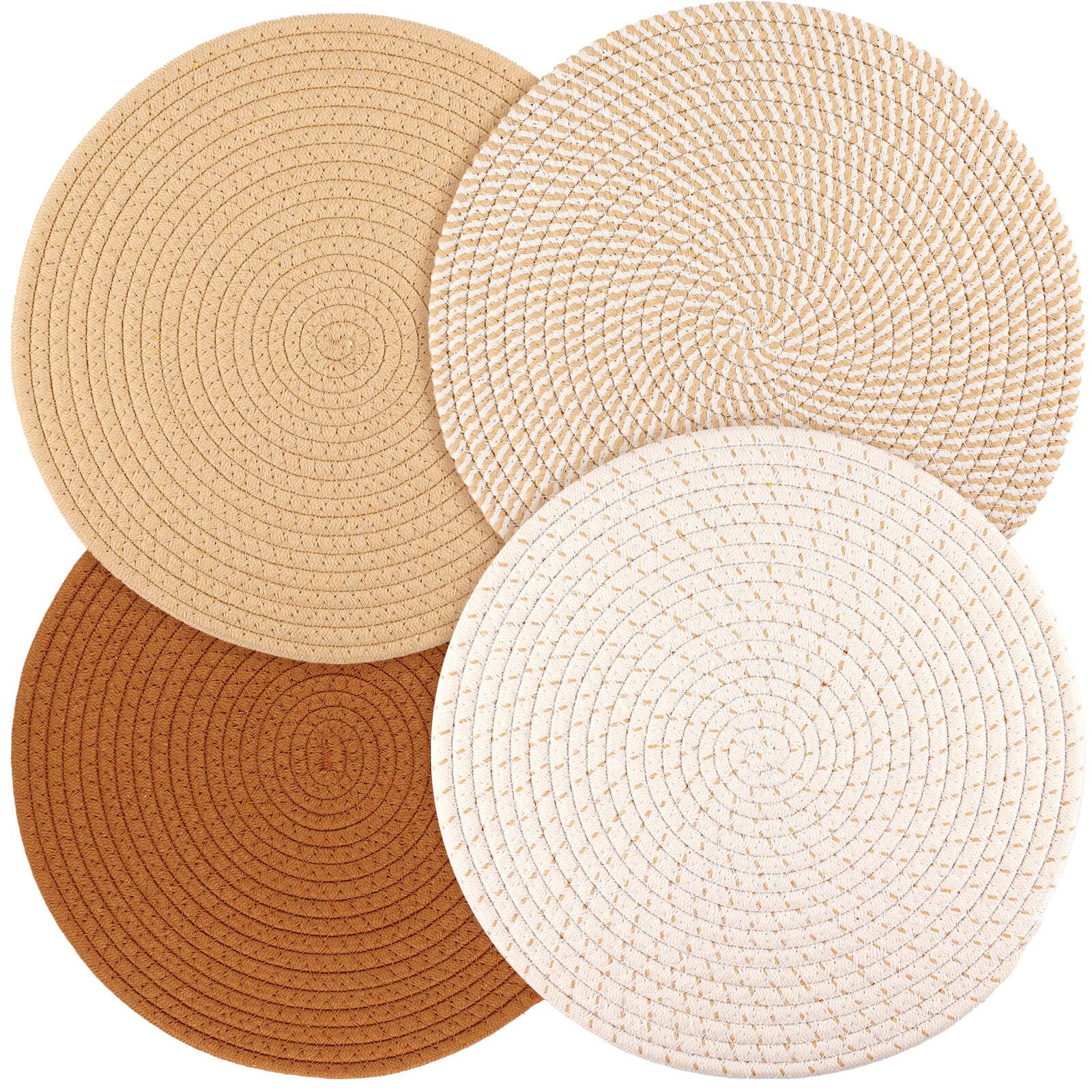 Billbotk manteles redondos, set de 4, 13 pulgadas, protección elegante para cada comida.
