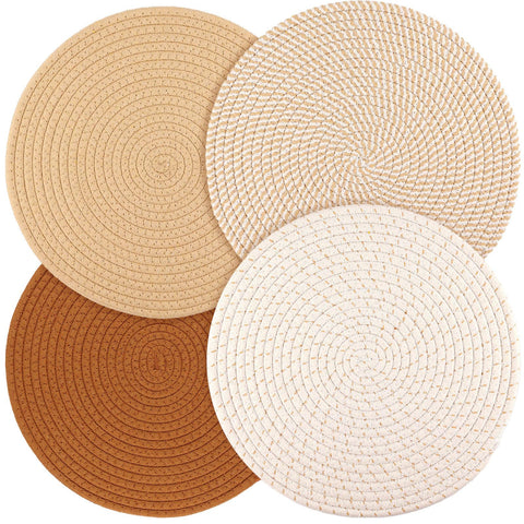 Billbotk manteles redondos, set de 4, 13 pulgadas, protección elegante para cada comida.