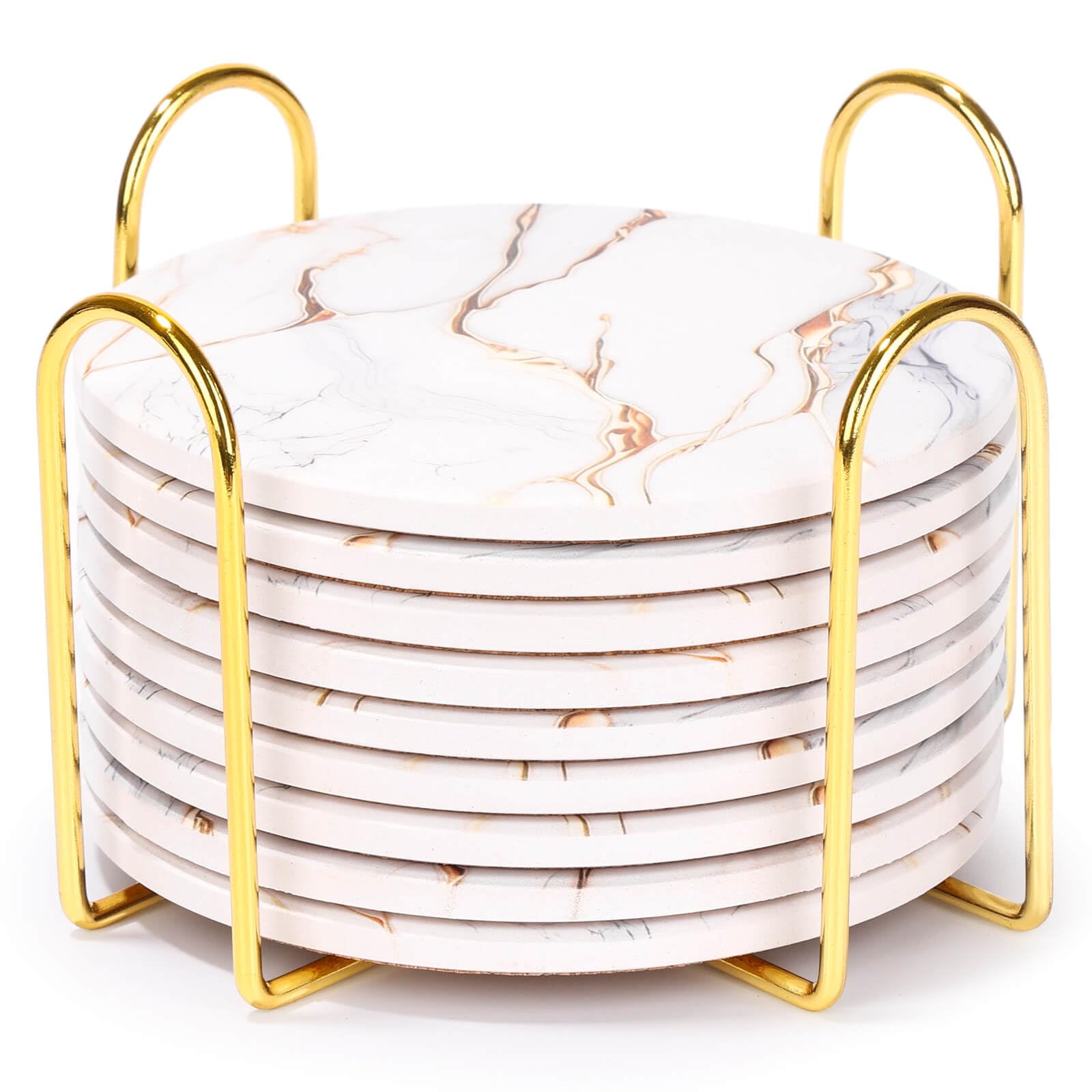 Billbotk posavasos cerámicos marble con soporte para ordenar la mesa