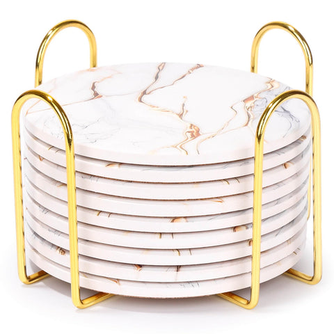 Billbotk posavasos cerámicos marble con soporte para ordenar la mesa