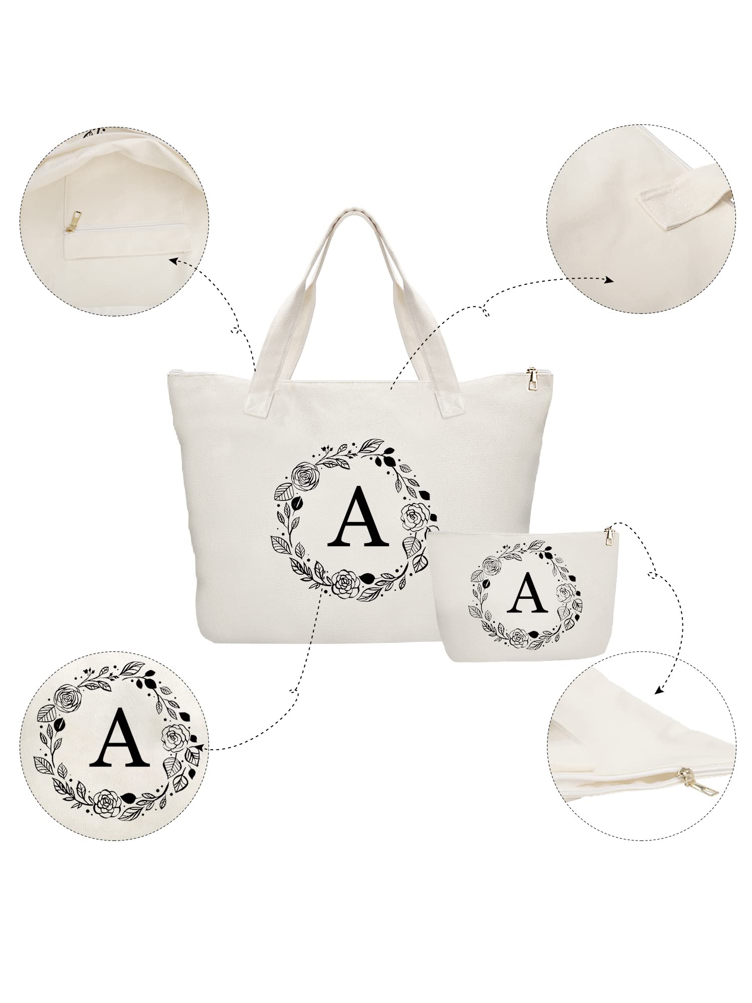 Binggemen bolsa de lona con bolsillo interior doble y cremallera para organización