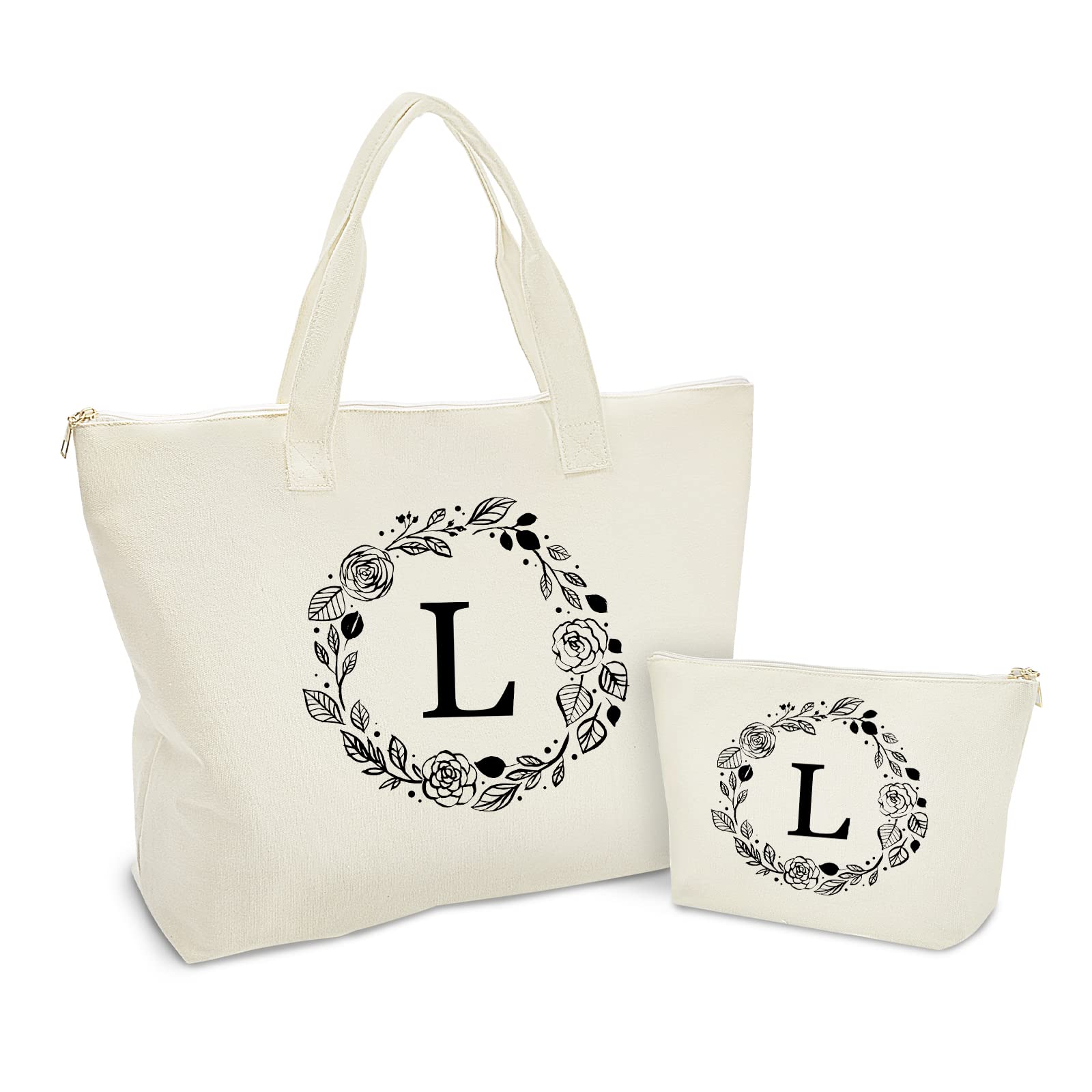 Binggemen Bolso canvas inicial A-Z, regalo práctico personalizable