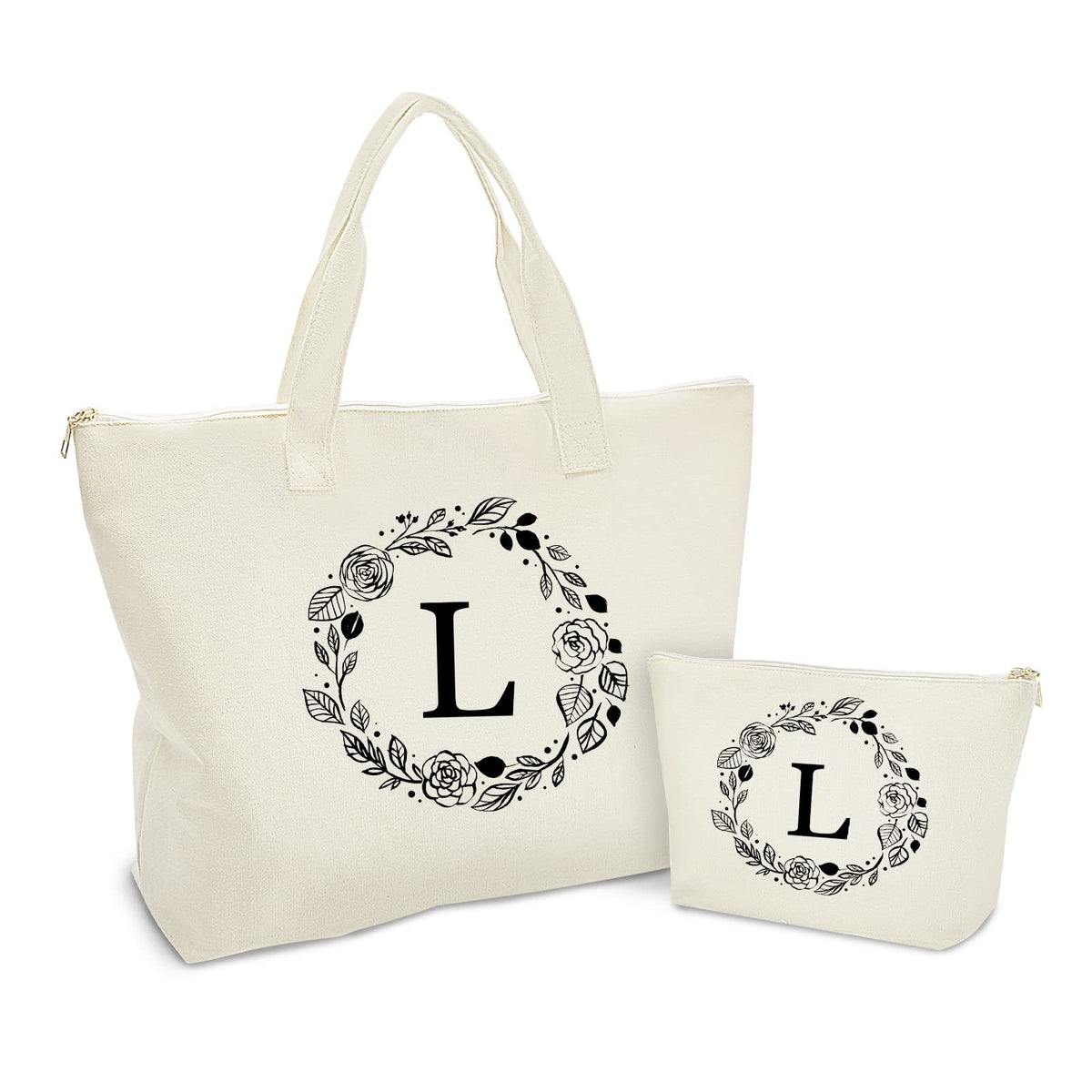 Binggemen Bolso canvas inicial A-Z, regalo práctico personalizable
