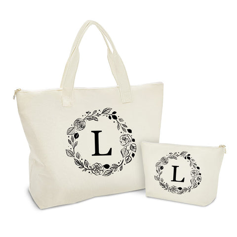 Binggemen Bolso canvas inicial A-Z, regalo práctico personalizable