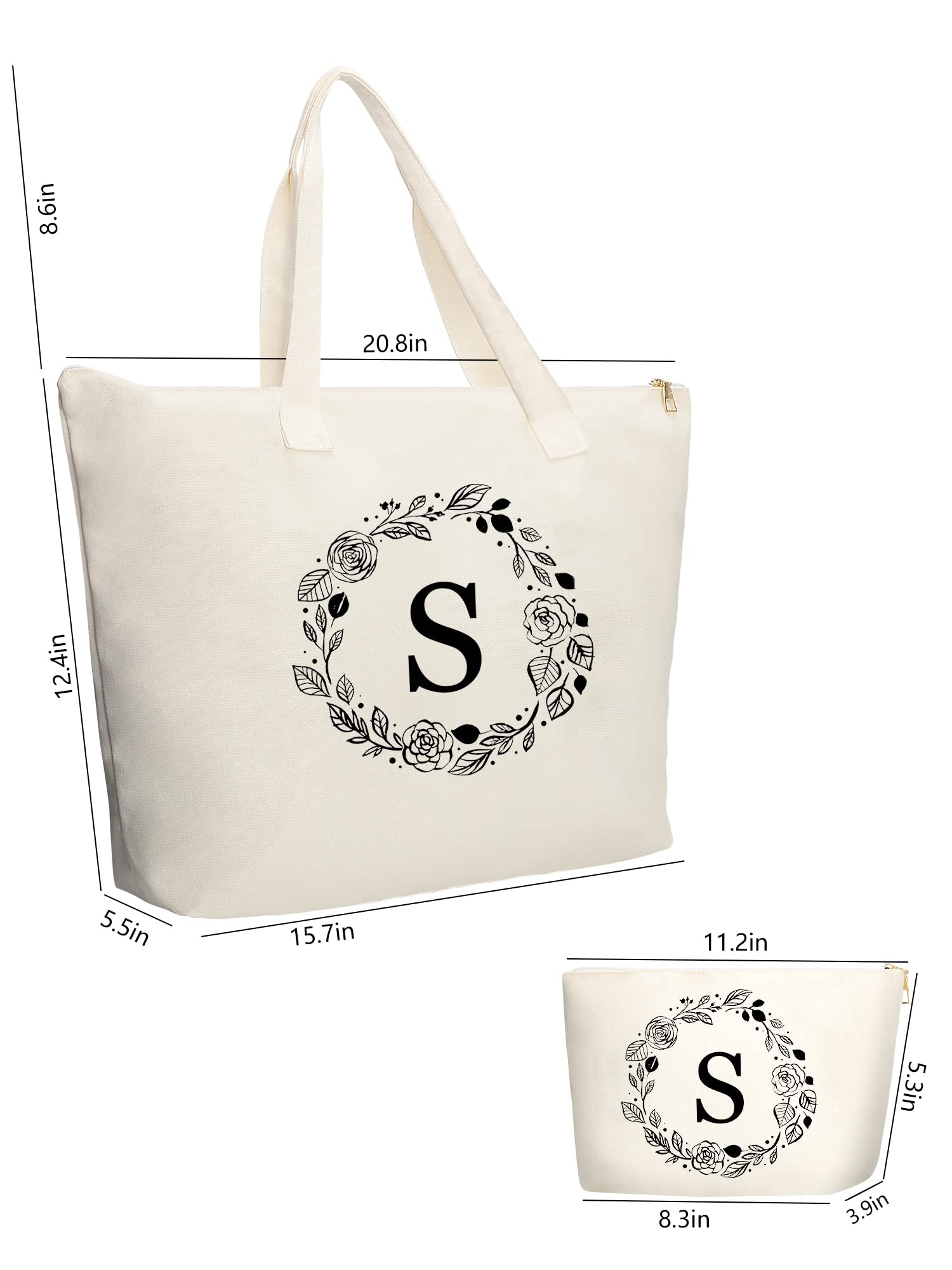 Bolso de lona con dimensiones grandes para mayor capacidad.